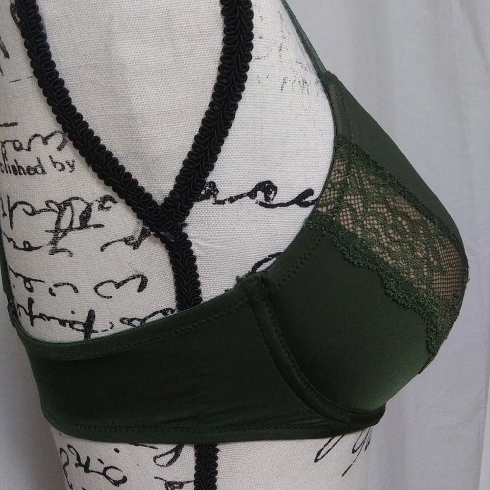 Adore Me Forest Green Nude Push Up Bra Mirianne Size 32C Underwire Padded Lace - Picture 4 of 11